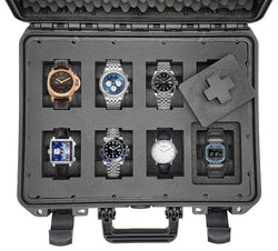 MC-CASES® Custodia per orologi Custodia da trasporto per un massimo di 8 orologi - Impermeabile - Bloccabile - Estremamente protetto